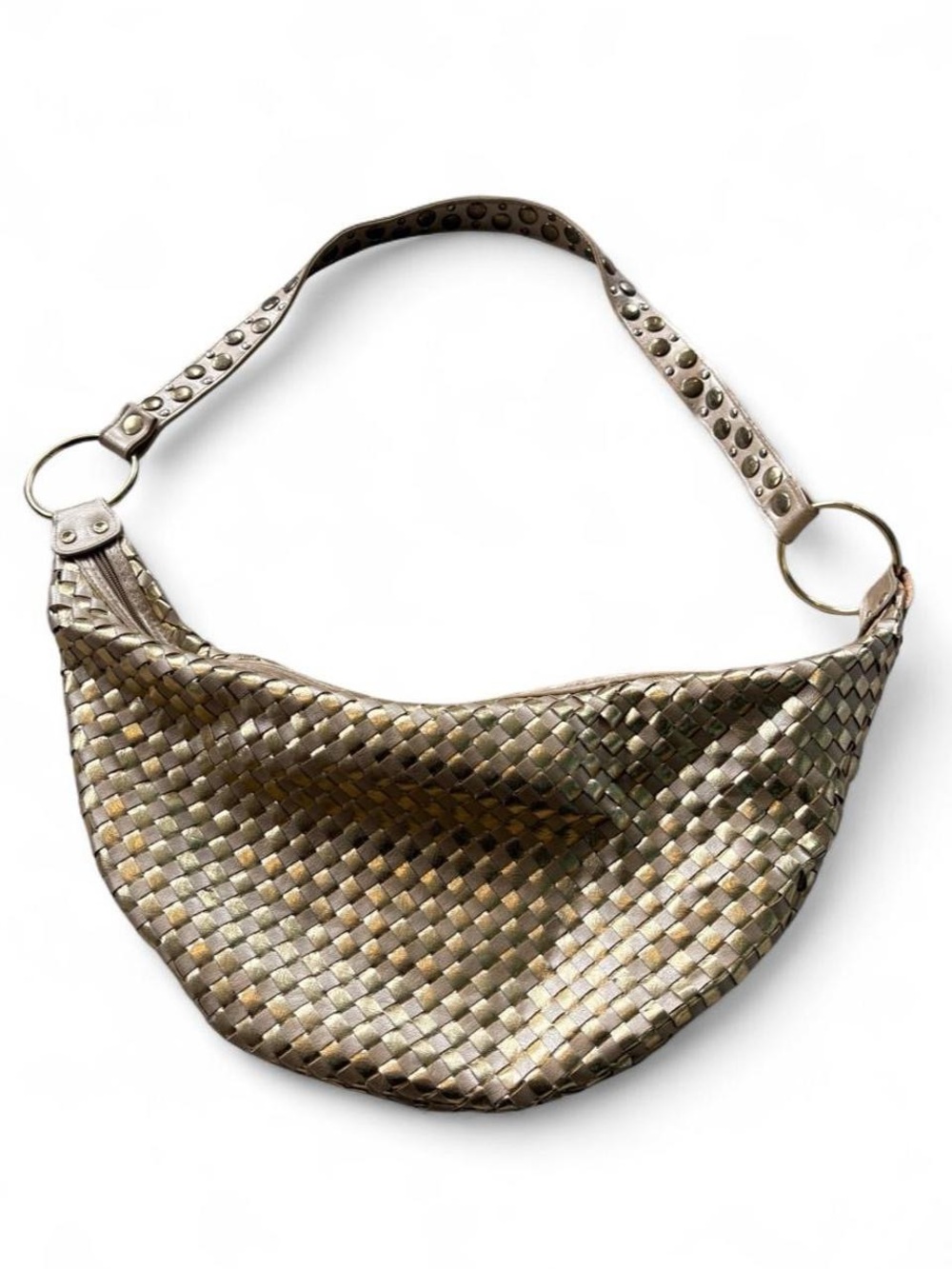 Aldo Woven Metallic Shoulder Bag in Gold and Silver Tones